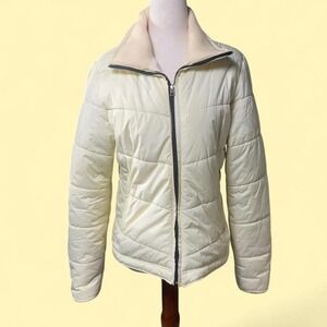 Butter yellow Abercrombie & Fitch puffer jacket womens small vtg Y2K